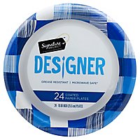 Signature SELECT Plates Paper Designer Coated 10.25 Inch Blue - 24 Count - Image 1
