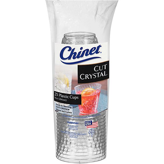 Chinet Cups Plastic 9 Ounce Cut Crystal Bag - 25 Count