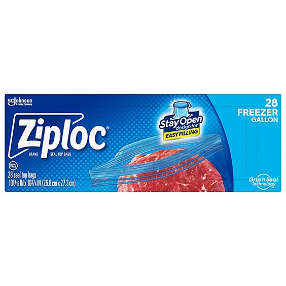 Ziploc Freezer Bags With New Stay Open Design Patented Stand Up Bottom Bag  Gallon - 28 Count - Randalls