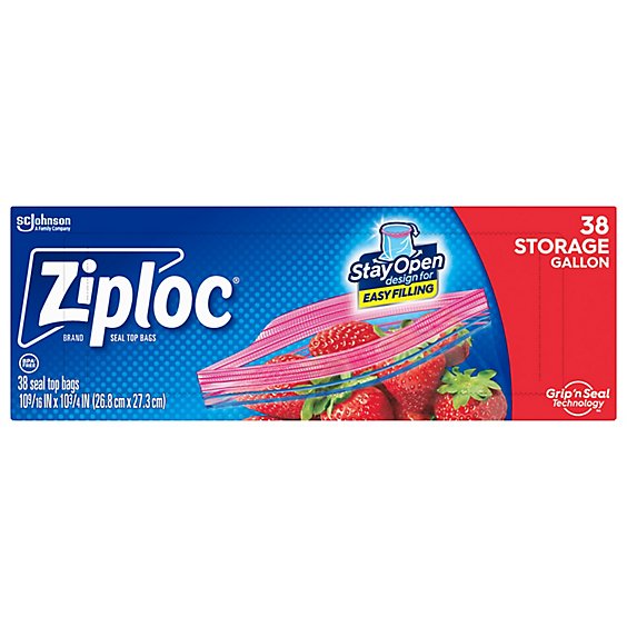 Ziploc Storage Bags With New Stay Open Desing Patented Stand Up Bottom Bags Gallon - 38 Count