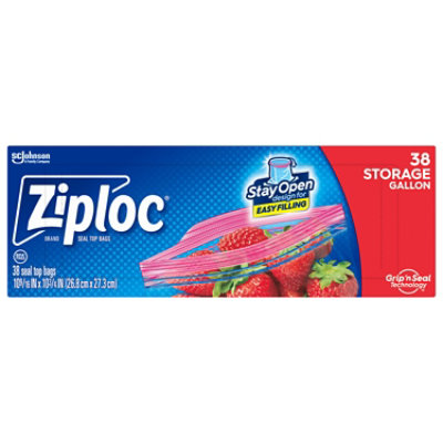 Ziploc Storage Bags With New Stay Open Desing Patented Stand Up Bottom Bags Gallon - 38 Count - Image 1