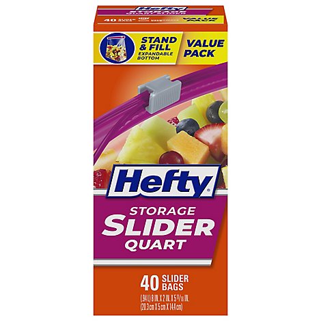 Hefty Storage Slider Bags Quart - 40 Count