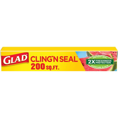 Glad Cling ‘N Seal Plastic Food Wrap 200 Square Foot Roll - Image 1