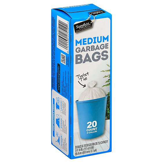 Signature SELECT Garbage Bags Medium With Twist Tie 8 Gallon - 20