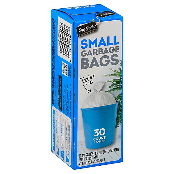 Signature SELECT Garbage Bags Small 4 Gallon - 30 Count - Safeway