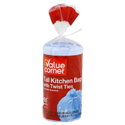 Value Corner Kitchen Bag Tall Lavender Scented 65 Count Safeway