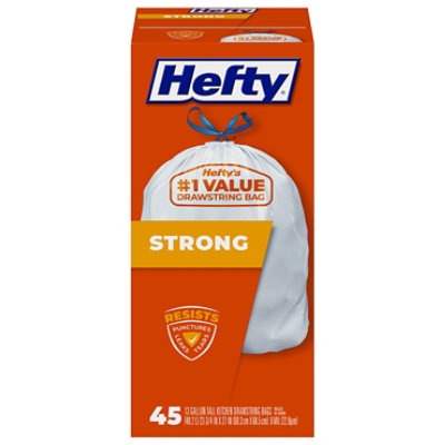 Hefty Trash Bags Drawstring Strong Tall 13 Gallon - 45 Count - Image 3