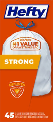 Hefty Trash Bags Drawstring Strong Tall 13 Gallon - 45 Count - Image 4