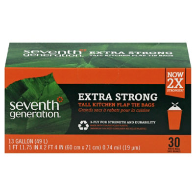 Seventh Generation Trash Bag Extra Strong Tall Kitchen Flap Tie 13 Gallon - 30 Count - Image 3