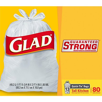 Glad Kitchen Bags Tall Quick-Tie 13 Gallon - 80 Count - Image 4
