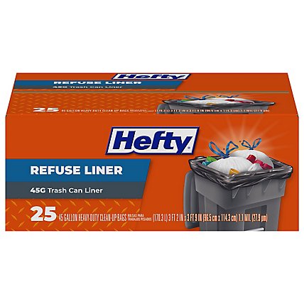 Hefty Trash Bags Refuse Liner Heavy Duty 45 Gallon - 25 Count - Image 2