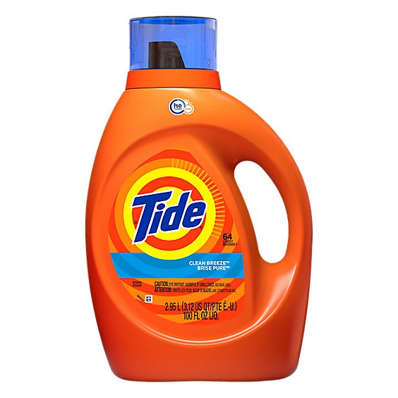 Tide Laundry Detergent Liquid HE Turbo Clean Clean Breeze - 100 Fl. Oz.