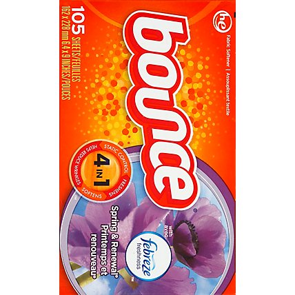 Bounce Fabric Softener Dryer Sheets Spring & Renewal Box - 105 Count - Image 3