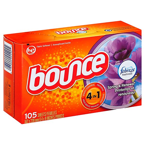 Bounce Fabric Softener Dryer Sheets Spring & Renewal Box - 105 Count