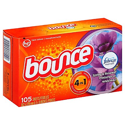 Bounce Fabric Softener Dryer Sheets Spring & Renewal Box - 105 Count - Image 1
