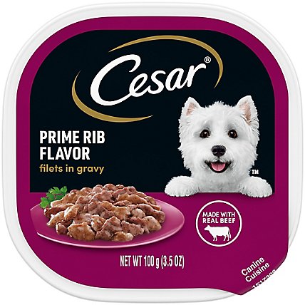 Cesar Adult Filets In Gravy Prime Rib Wet Dog Food Trays - 3.5 Oz - Image 1