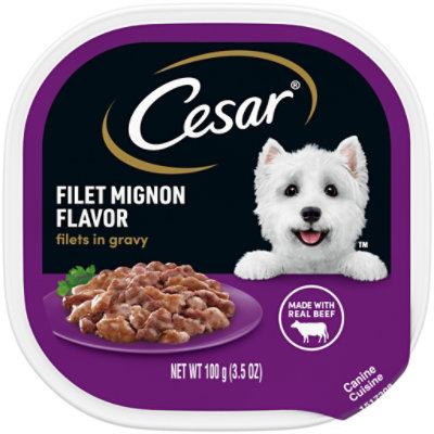  CESAR Dog Food Soft Wet Filets In Gravy Filet Mignon Flavor Tray - 3.5 Oz 