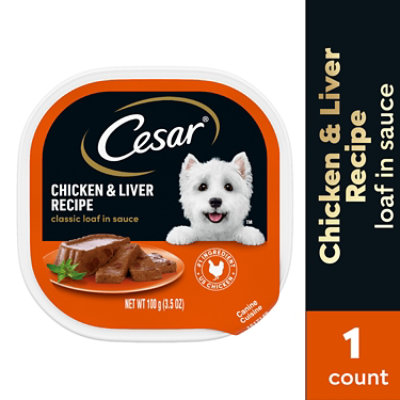 Cesar Classic Loaf in Sauce Chicken & Liver Recipe Soft Wet Dog Food - 3.5 Oz - Image 1