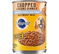 PEDIGREE Dog Food Ground Dinner Meaty Chopped Combo With Chicken Beef & Liver Can - 22 Oz