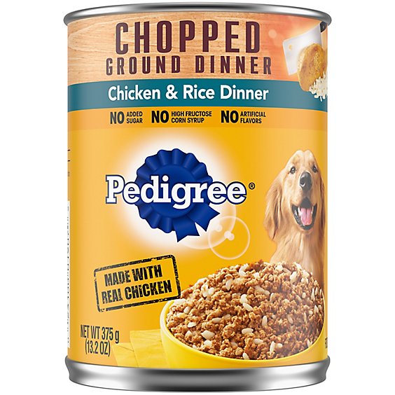 Pedigree Chopped Ground Dinner Chicken & Rice Flavor Adult Canned Soft Wet Dog Food - 13.2 Oz