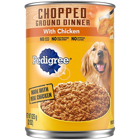 Pedigree Chopped Ground Dinner Chicken Flavor Adult Canned Soft Wet Dog Food - 22 Oz