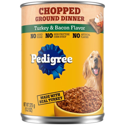 Pedigree Chopped Ground Dinner Turkey & Bacon Flavor Adult Canned Soft Wet Dog Food - 13.2 Oz - Image 1