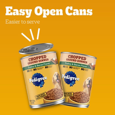 Pedigree Chopped Ground Dinner Turkey & Bacon Flavor Adult Canned Soft Wet Dog Food - 13.2 Oz - Image 2
