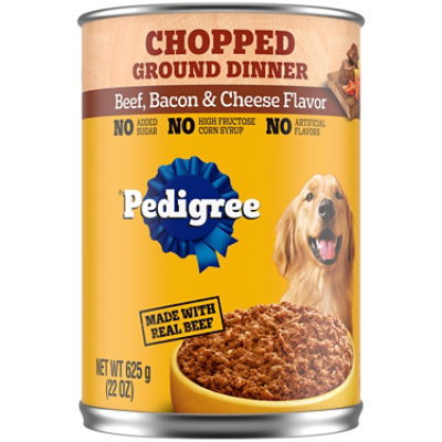 Pedigree Chopped Ground Dinner Beef Bacon & Cheese Flavor Adult Canned Soft Wet Dog Food - 22 Oz - Image 1