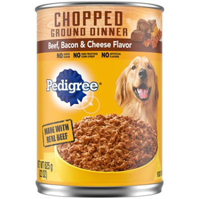 PEDIGREE Dog Food Ground Dinner Chunky With Beef Bacon & Cheese Can - 22 Oz
