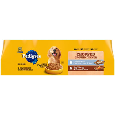 Pedigree Chicken/Liver/Beef & Beef/Bacon/Cheese Adult Canned Wet Dog Food Variety Pk - 12-13.2 Oz - Image 1