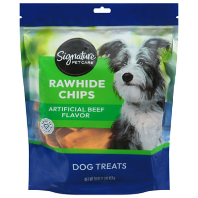 Signature Pet Care Dog Treat Rawhide Chips Beef Basted - 16 Oz - Image 1