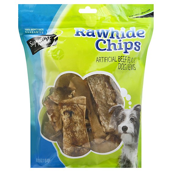 Signature Pet Care Dog Treat Rawhide Chips Beef Basted - 16 Oz