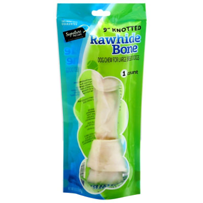 Signature Pet Care Dog Chew Rawhide Bone Knotted 9 Inch For Large Breed Dogs - Each - Image 1