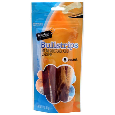 Signature Pet Care Dog Treat Natural Bullstrips 6 Inch - 5 Count - Image 1
