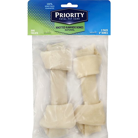 Signature Pet Care Dog Treat Natural Rawhide Bones Knotted 6 Inch - 2 Count