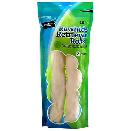 Signature Pet Care Dog Treat Natural Rawhide Retriever Rolls 10 Inch - 2 Count - Image 1