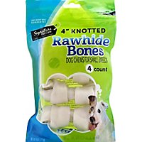 Signature Pet Care Dog Treat Natural Rawhide Bones Knotted 4 Inch - 4 Count - Image 2