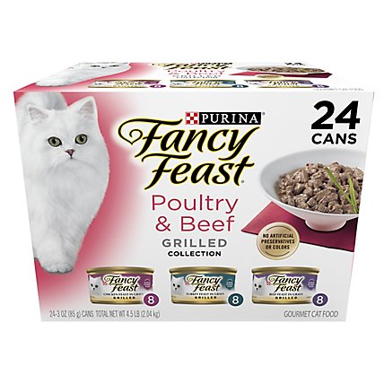 Fancy Feast Cat Food Wet Grilled Collection Poultry & Beef - 24-3 Oz - Image 1