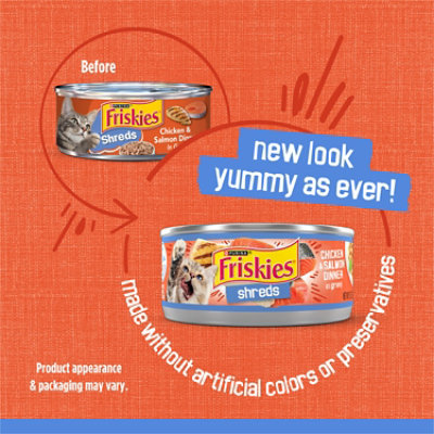 Purina Friskies Shreds Chicken and Salmon Dinner in Gravy - 5.5 Oz - Image 2
