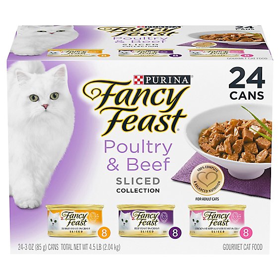 Fancy Feast Cat Food Wet Sliced Collection Poultry & Beef - 24-3 Oz