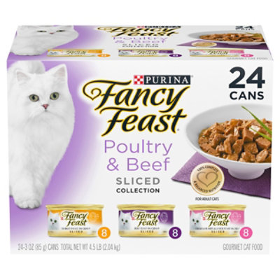 Fancy Feast Cat Food Wet Sliced Collection Poultry & Beef - 24-3 Oz