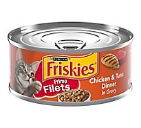 Friskies Cat Food Prime Filets Chicken & Tuna Dinner In Gravy Can - 5.5 Oz