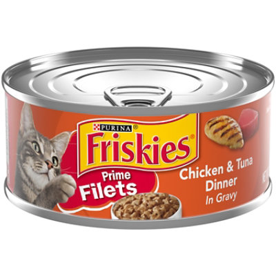 Friskies Cat Food Prime Filets Chicken & Tuna Dinner In Gravy Can - 5.5 Oz