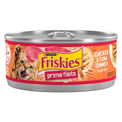 Friskies Cat Food Prime Filets Chicken & Tuna Dinner In Gravy Can - 5.5 Oz