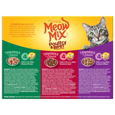 Meow Mix Tender Favorites Cat Food Cups Poultry & Beef Variety Pack Box - 12-2.75 Oz - Image 5