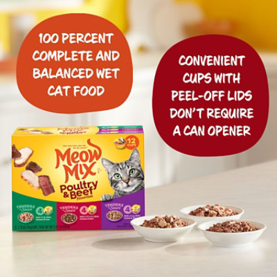 Meow Mix Tender Favorites Cat Food Cups Poultry & Beef Variety Pack Box - 12-2.75 Oz - Image 3