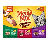 Meow Mix Tender Favorites Cat Food Cups Poultry & Beef Variety Pack Box - 12-2.75 Oz