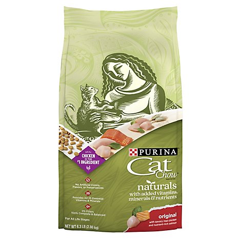 Purina Cat Chow Cat Food Dry Naturals Chicken & Salmon - 6.3 Lb