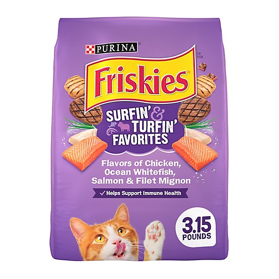 Bags 3.15 lb Surfin' & Turfin' Favorites - 4 Purina Friskies Dry Cat Food 