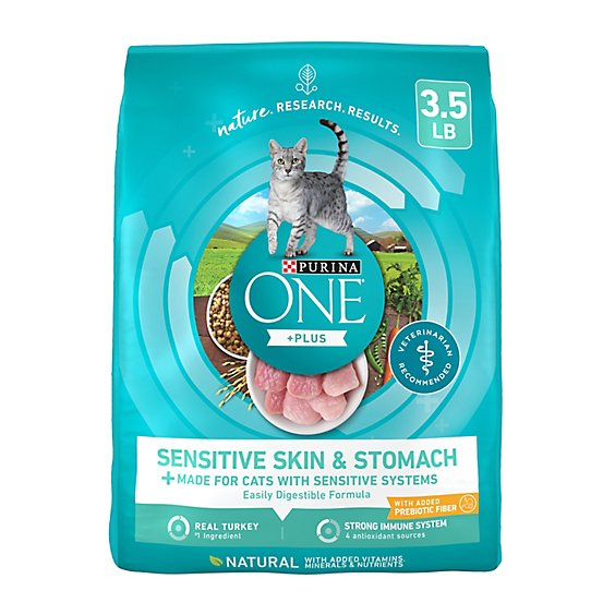 Purina ONE Sensitive Skin & Stomach Formula Real Turkey Dry Cat Food - 3.5 Lb